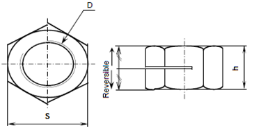 Technical sketch of Auto-Lok® single-slotted normal-height lock nut